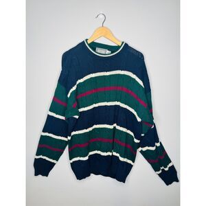 Concrete Mix Vintage Cable Knit Sweater Mens XL Ramie Cotton Blend